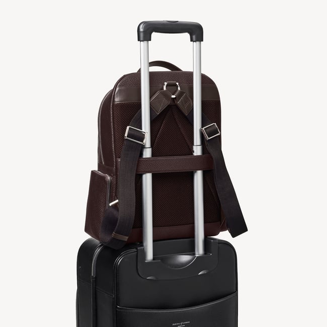 Zipped Leather Backpack Chocolate Pebble