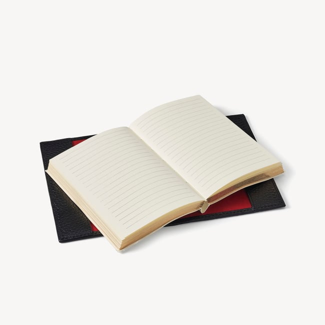 A7 Pocket Refillable Luxury Journal Black Pebble with Soft Suede Lining