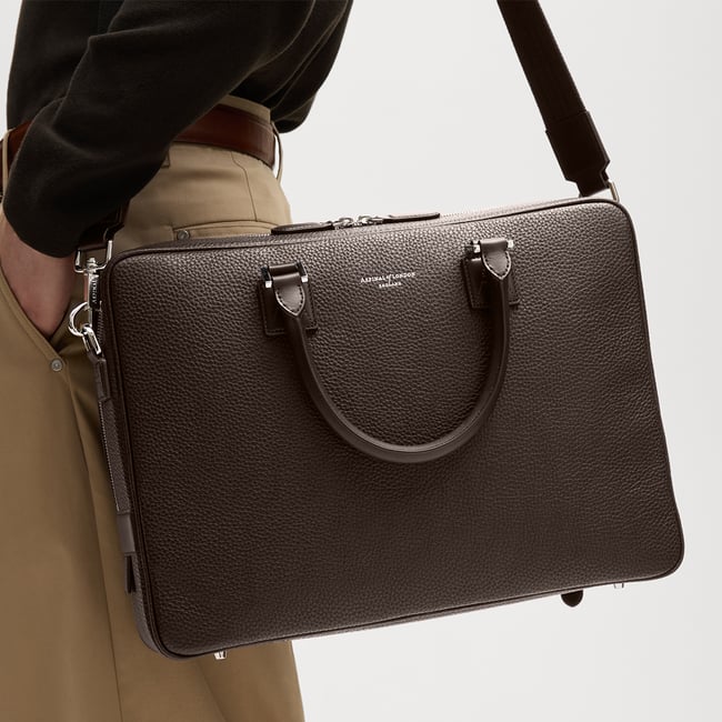 Mount Street Laptop Briefcase Chocolate Pebble