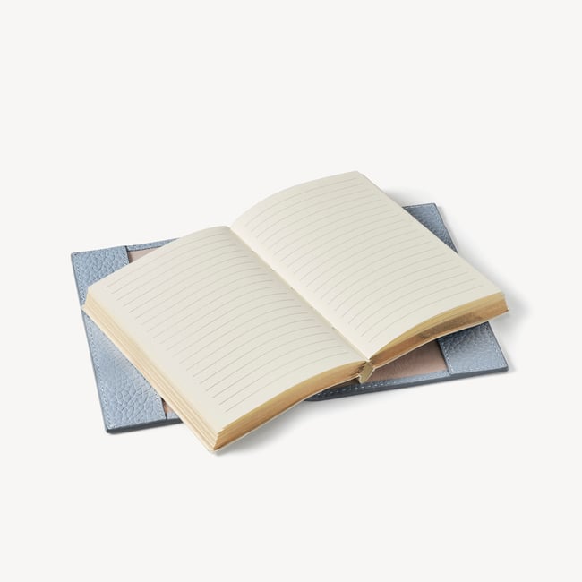 A7 Pocket Refillable Luxury Journal Sky Blue Pebble with Soft Suede Lining