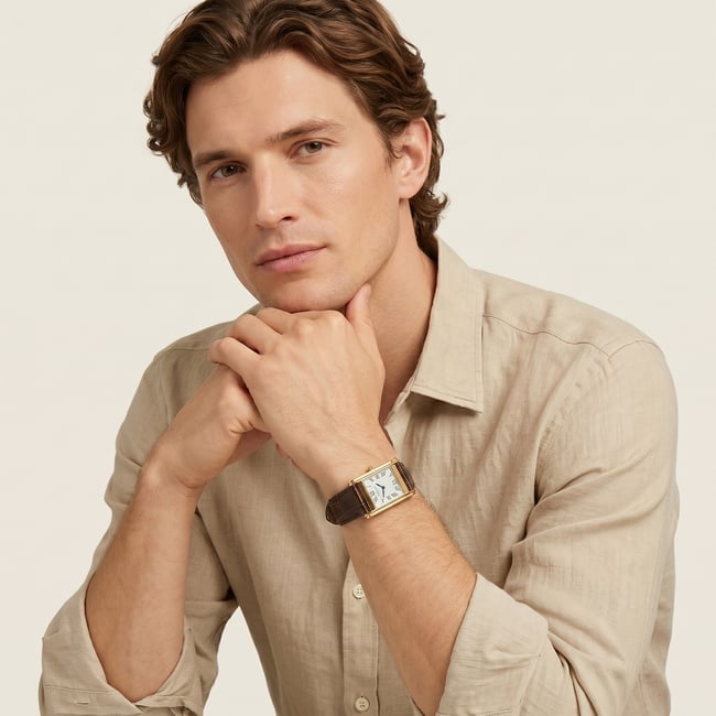 Mayfair® Classic Watch 23ct Gold Plated - Deep Shine Chestnut Croc