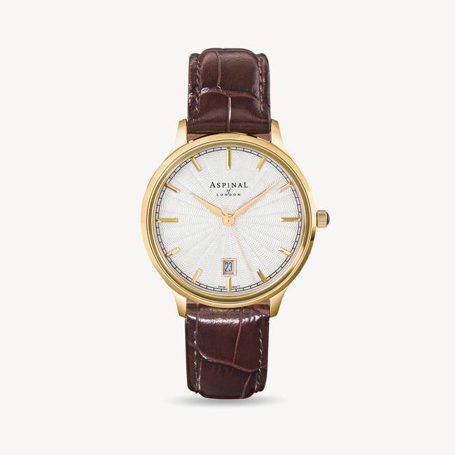 Mount Street Watch Yellow Gold PVD - Deep Shine Chestnut Croc