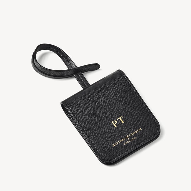 Travel Luggage Tag Black Soft Saffiano