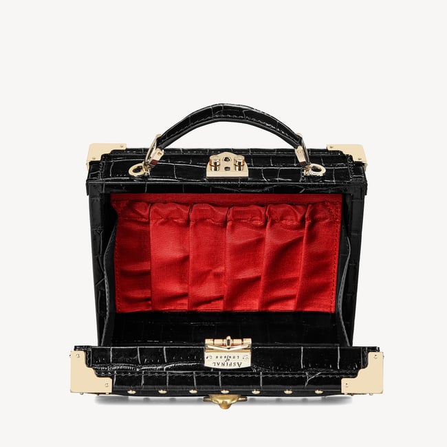 Trunk Black Velvet & Deep Shine Croc with Studs