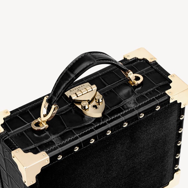 Trunk Black Velvet & Deep Shine Croc with Studs
