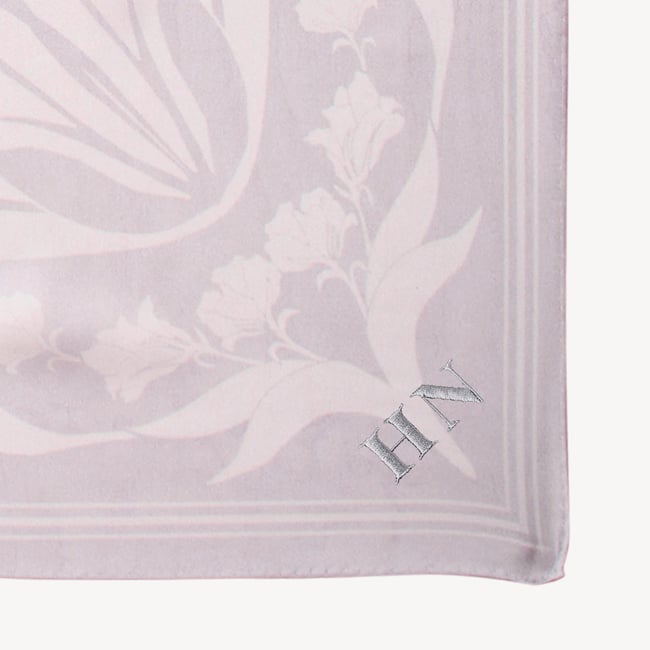 Lancashire Rose Silk Scarf White Pure Silk