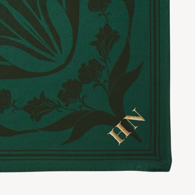 Lancashire Rose Silk Scarf Emerald Pure Silk
