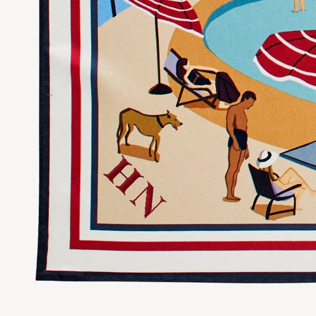 Pool Side Silk Scarf Multi-Coloured Pure Silk