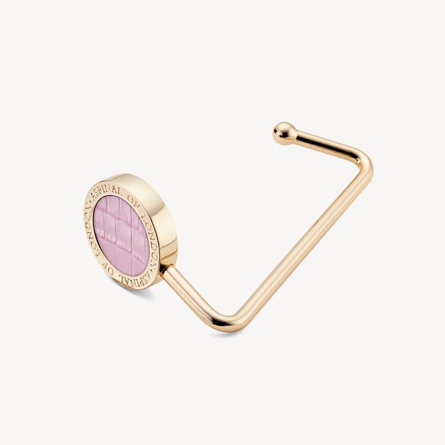 Aspinal Handbag Hook Deep Shine Powder Lilac Small Croc