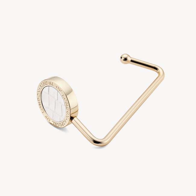 Aspinal Handbag Hook Deep Shine Chalk White Small Croc