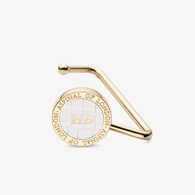 Aspinal Handbag Hook Deep Shine Chalk White Small Croc