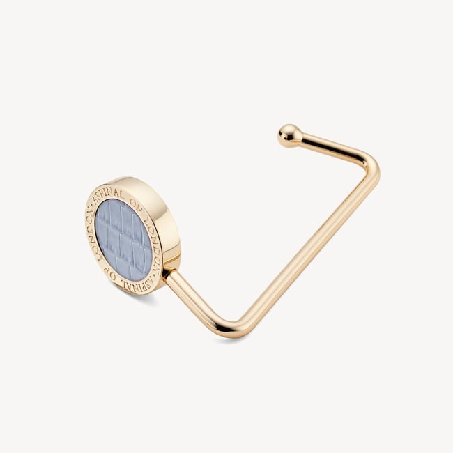 Aspinal Handbag Hook Deep Shine Sky Blue Small Croc