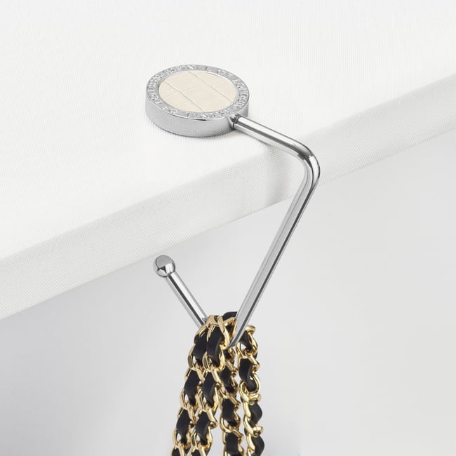 Aspinal Handbag Hook Deep Shine Ivory Small Croc