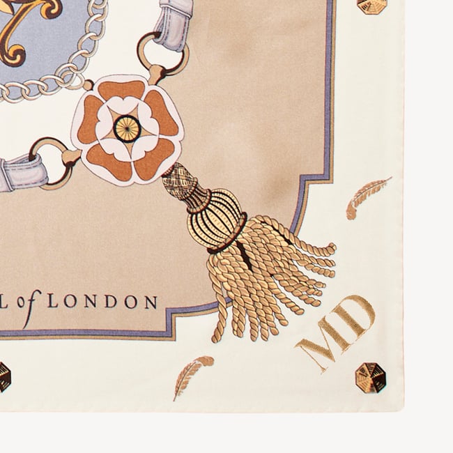 Aspinal Signature Shield Silk Scarf Neutral Pure Silk