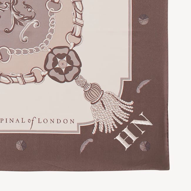 Aspinal Signature Shield Silk Scarf Moleskin Pure Silk