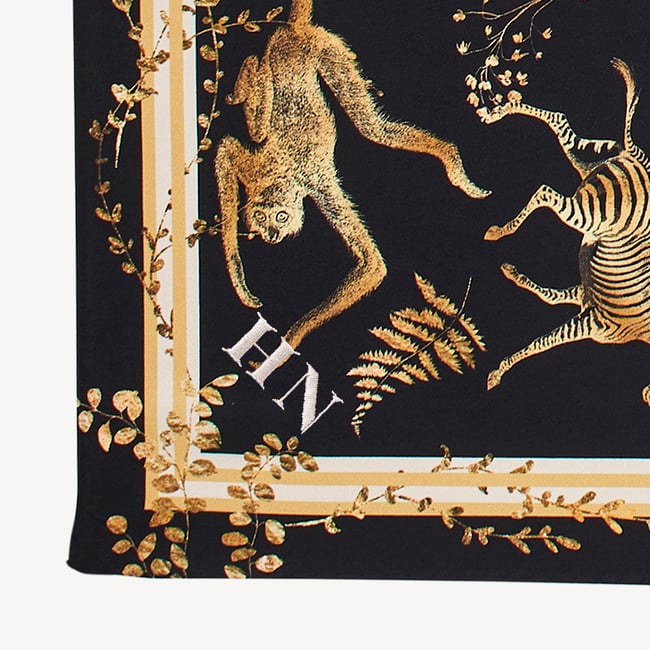 Savannah Silk Scarf Black & Gold Pure Silk