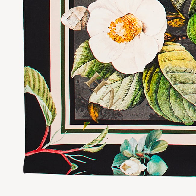 Secret Forest Silk Scarf Black Pure Silk