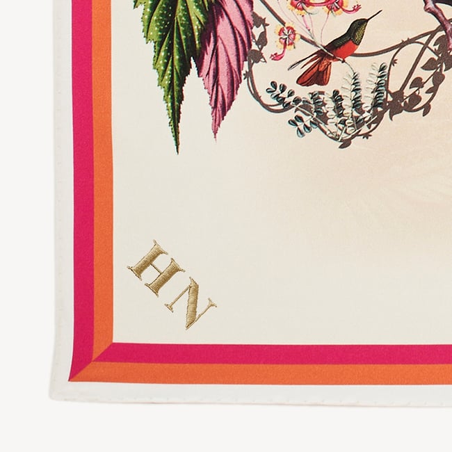 Tropical Garden Silk Scarf Ivory Pure Silk