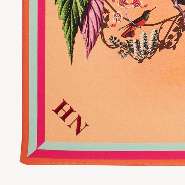 Tropical Garden Silk Scarf Orange Pure Silk