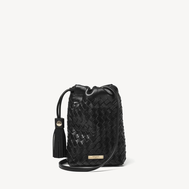 Soho Crossbody Pouch Black Woven Leather