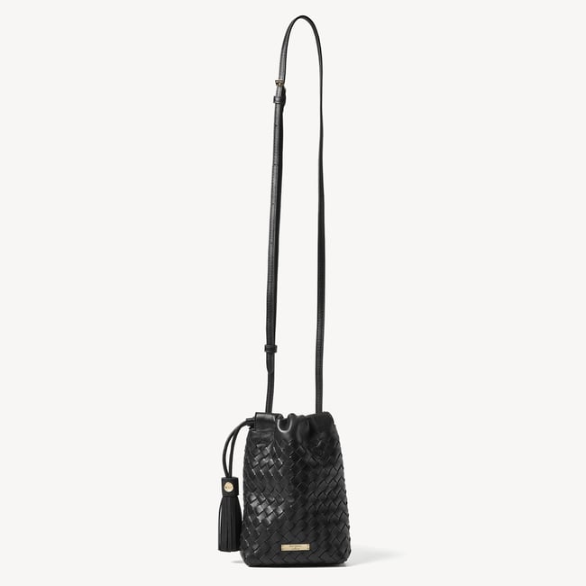 Soho Crossbody Pouch Black Woven Leather