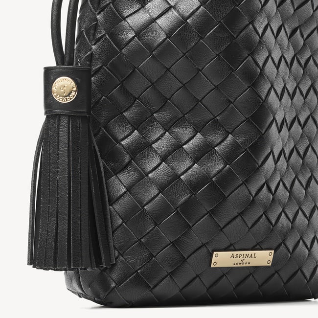 Soho Crossbody Pouch Black Woven Leather