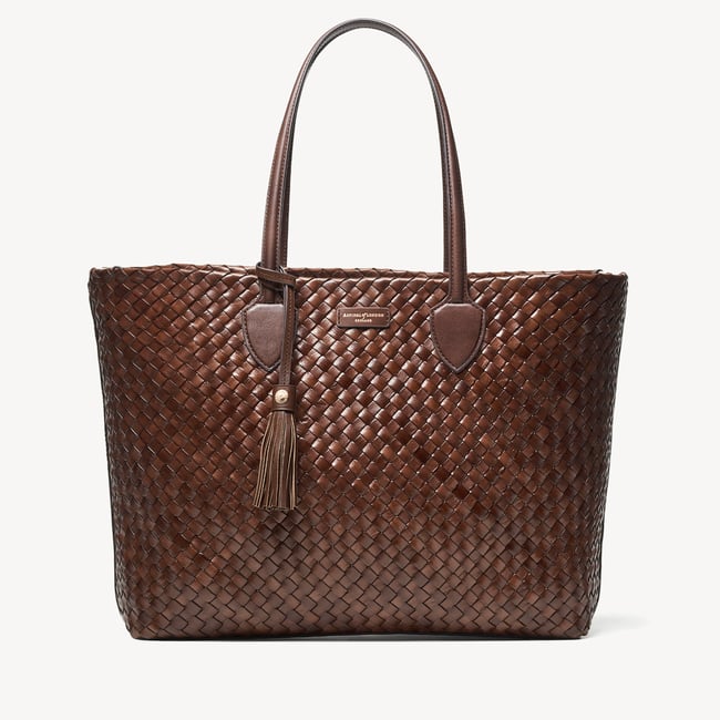 Large Island Tote Chocolate Woven Leather
