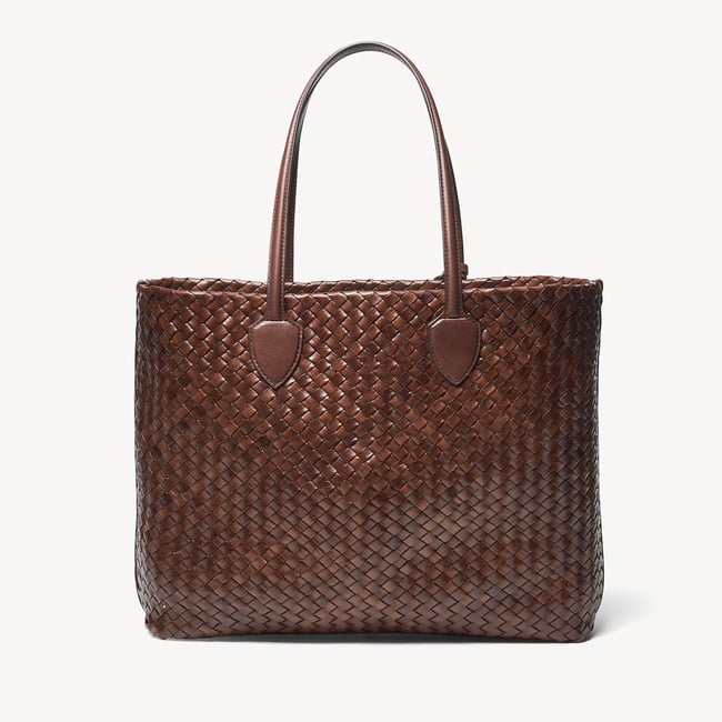 Large Island Tote Chocolate Woven Leather