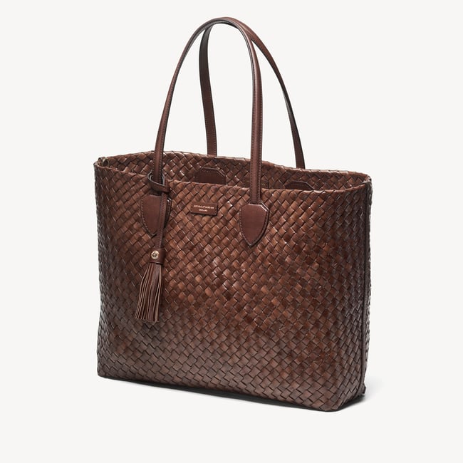 Large Island Tote Chocolate Woven Leather