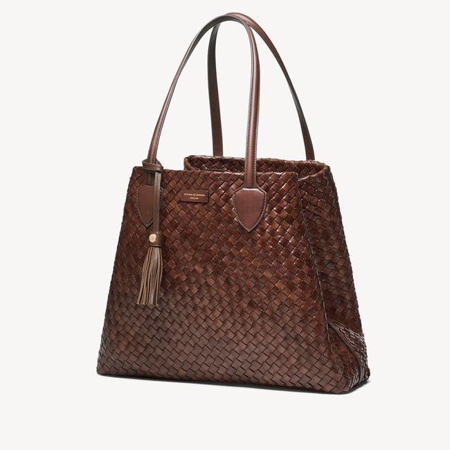 Large Island Tote Chocolate Woven Leather