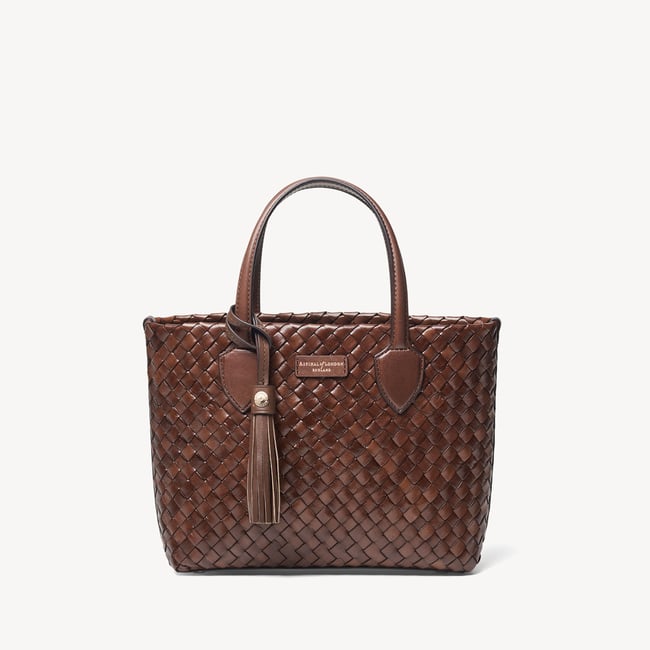 Small Island Tote Chocolate Woven Leather