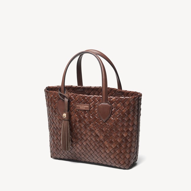 Small Island Tote Chocolate Woven Leather