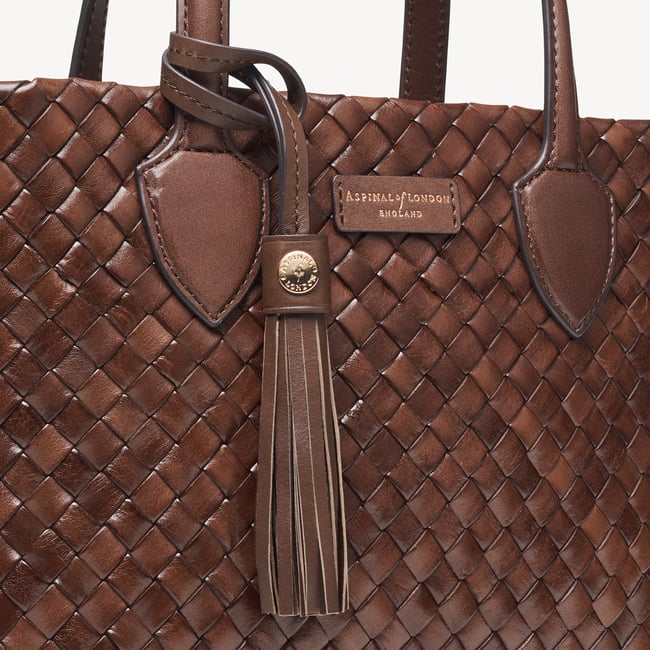 Small Island Tote Chocolate Woven Leather