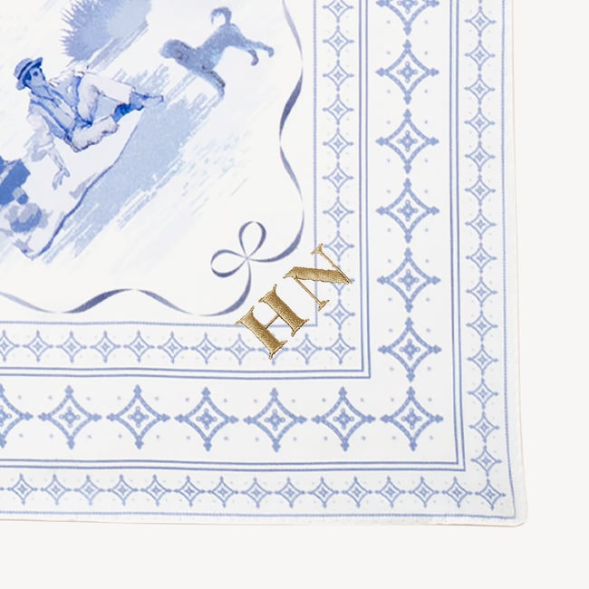 Toile De Jouy Silk Scarf Sky Blue Toile De Jouy 