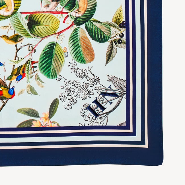 Tigers & Leopards Silk Scarf Teal Pure Silk