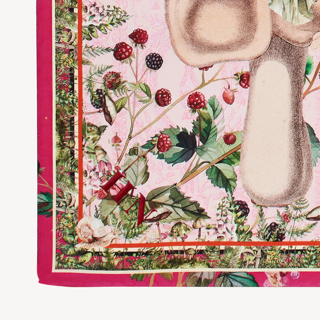 Enchanted Garden Silk Scarf Pink Pure Silk
