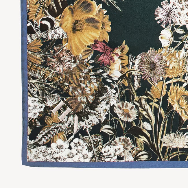 Ombre 'A' Floral Silk Scarf Alpine Green Pure Silk