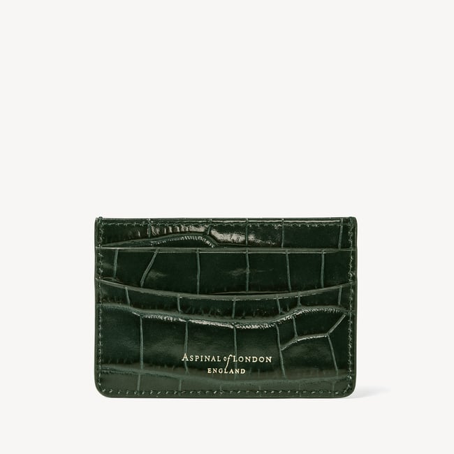 Slim Credit Card Holder Deep Shine Evergreen Croc
