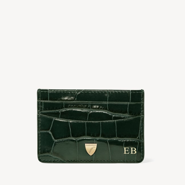 Slim Credit Card Holder Deep Shine Evergreen Croc