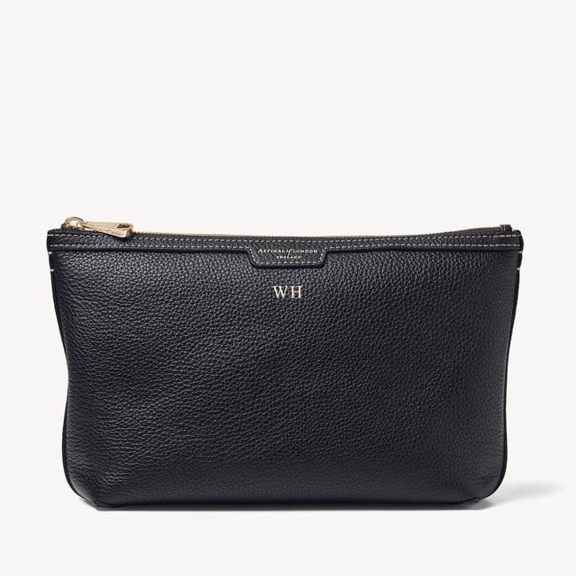 Hudson Large Pouch Black Milled Pebble