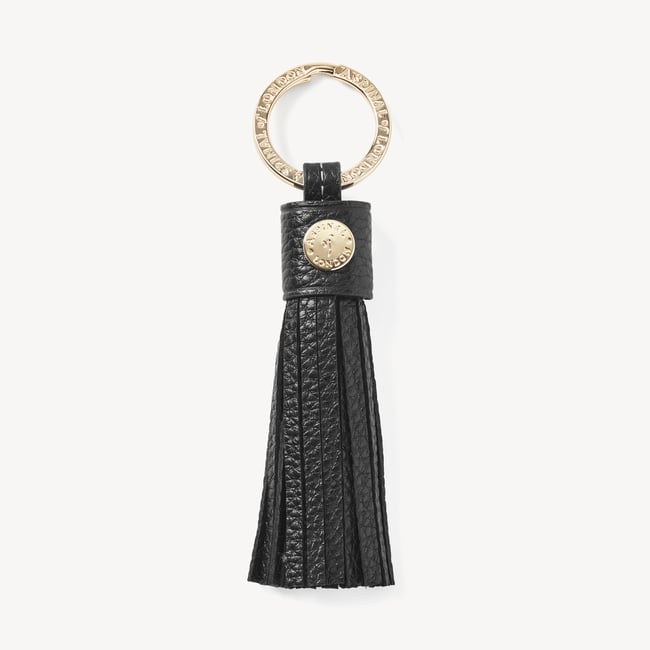 Hudson Tassel Keyring Black Milled Pebble