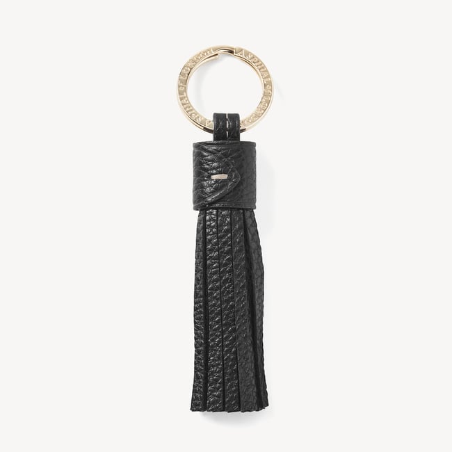 Hudson Tassel Keyring Black Milled Pebble