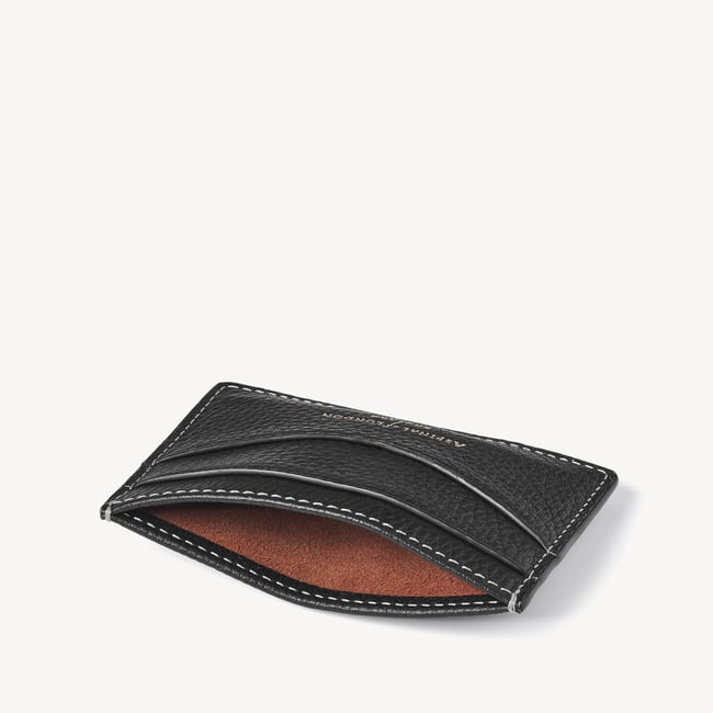Hudson Slim Credit Card Holder Black Milled Pebble