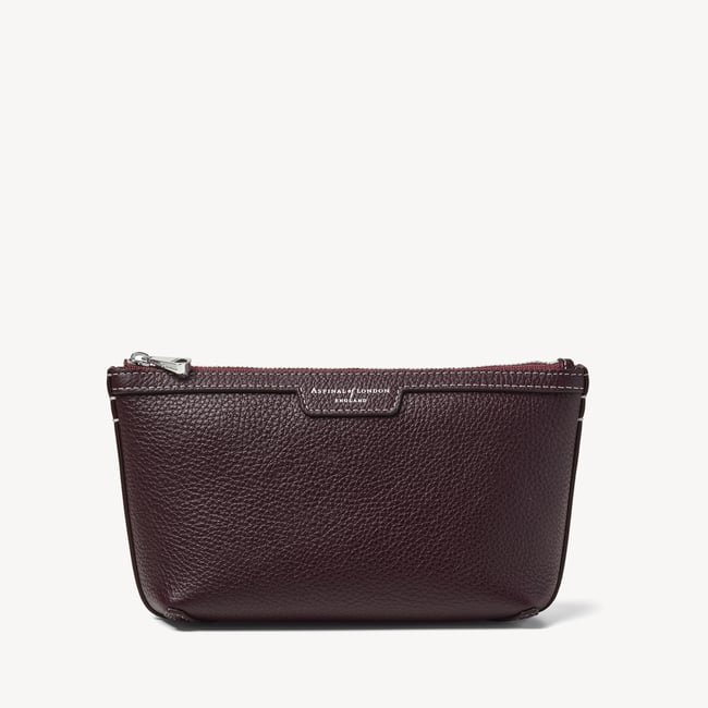 Hudson Small Pouch Wine Milled Pebble