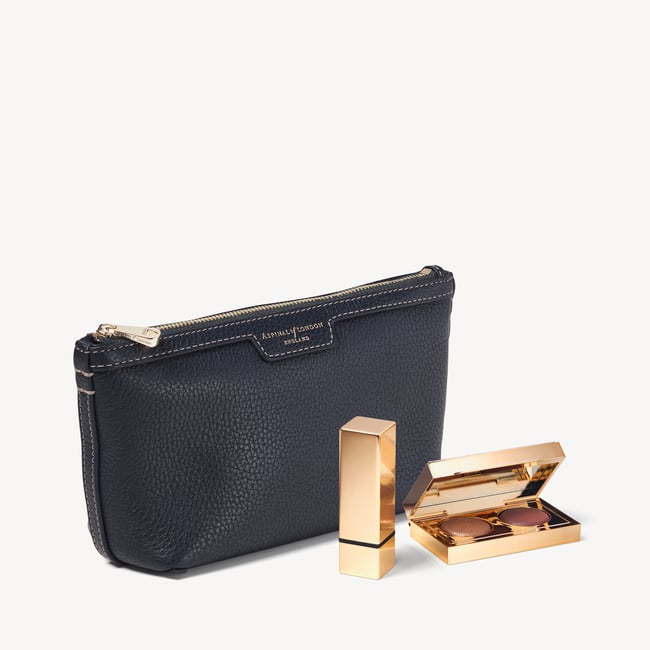 Hudson Small Pouch Classic Navy Milled Pebble