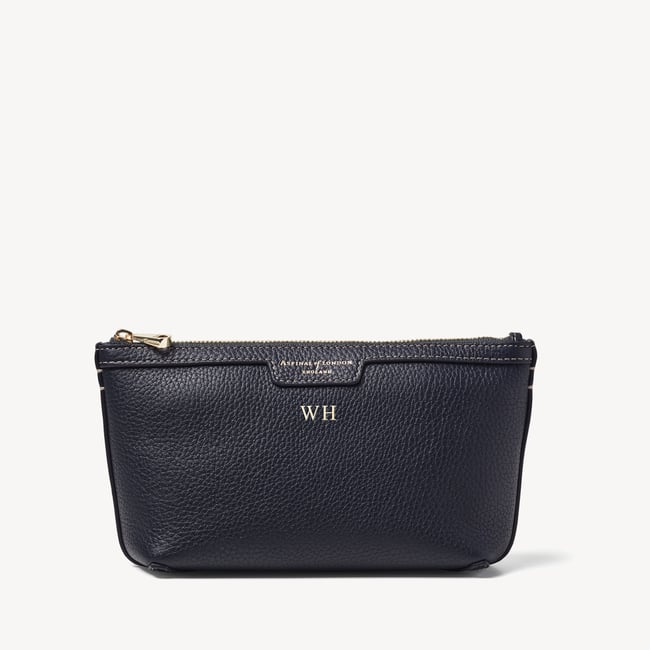 Hudson Small Pouch Classic Navy Milled Pebble