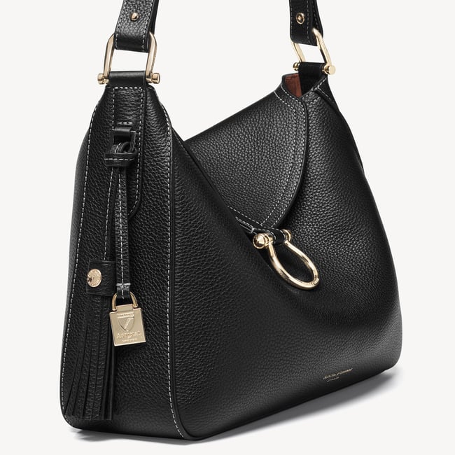 Bella Hobo Black Milled Pebble