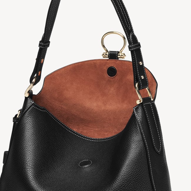 Bella Hobo Black Milled Pebble