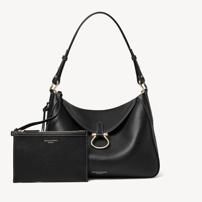 Bella Hobo Black Milled Pebble