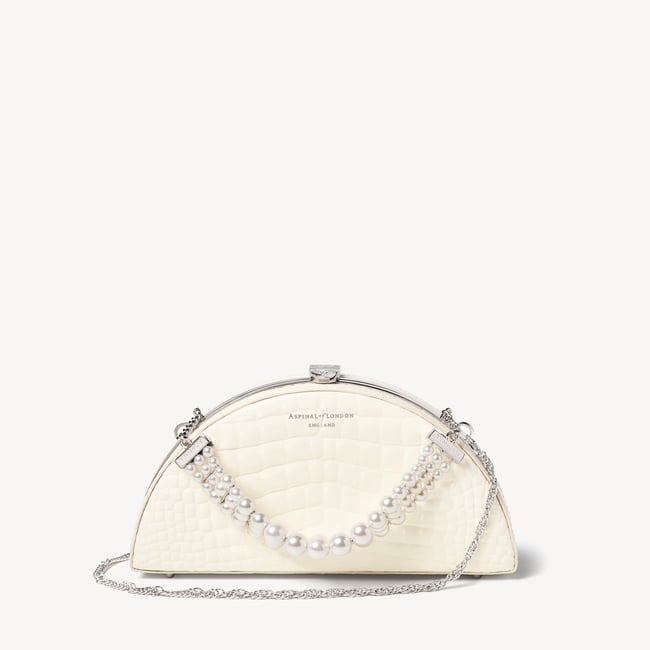 Luna Clutch Ivory Patent Croc